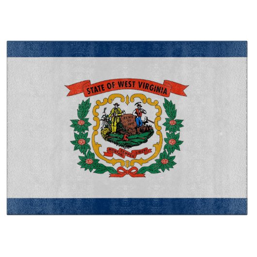 Glasschneidebrett mit Flag West Virginia USA Schneidebrett (Vorderseite)