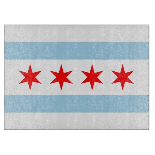 Glasschneidebrett mit Flagge von Chicago, USA Schneidebrett (Vorderseite)