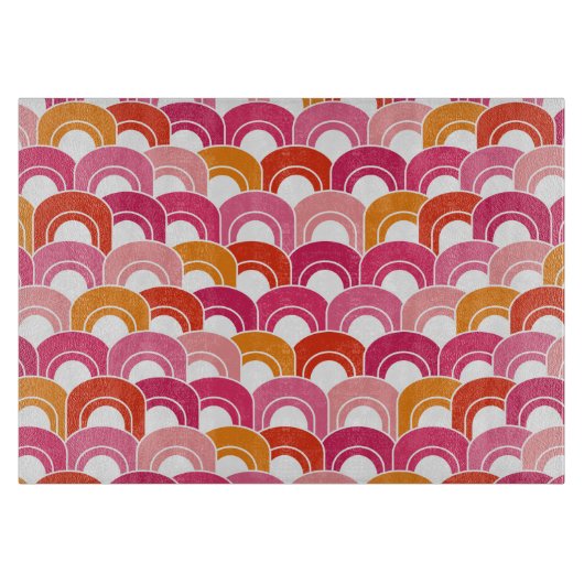 Glasschneiden-Brett-Mod bewegt Rosa wellenartig+ Schneidebrett (Vorderseite)