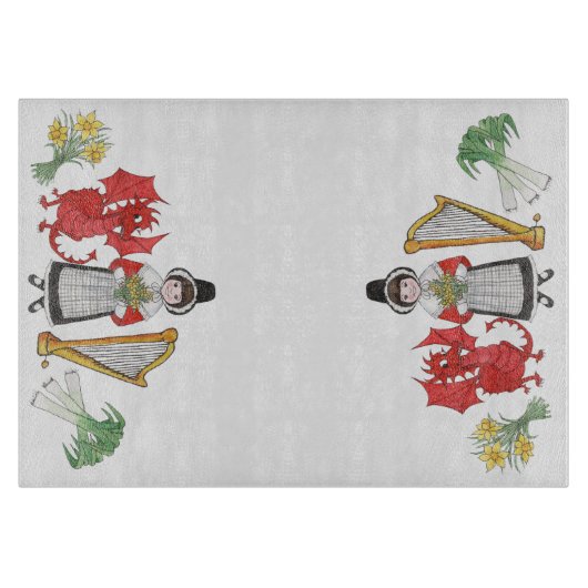 Glasschneiden-Brett: Narzissen-Drache-Porree-Harfe Schneidebrett (Vorderseite)