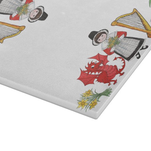 Glasschneiden-Brett: Narzissen-Drache-Porree-Harfe Schneidebrett (Ecke)