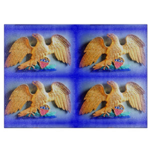 Glasschneidenbrett mit 4 Goldadlern Schneidebrett