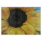 Glasschneidenbrett mit Sonnenblume Schneidebrett (Vorderseite)
