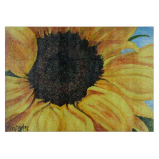Glasschneidenbrett mit Sonnenblume Schneidebrett