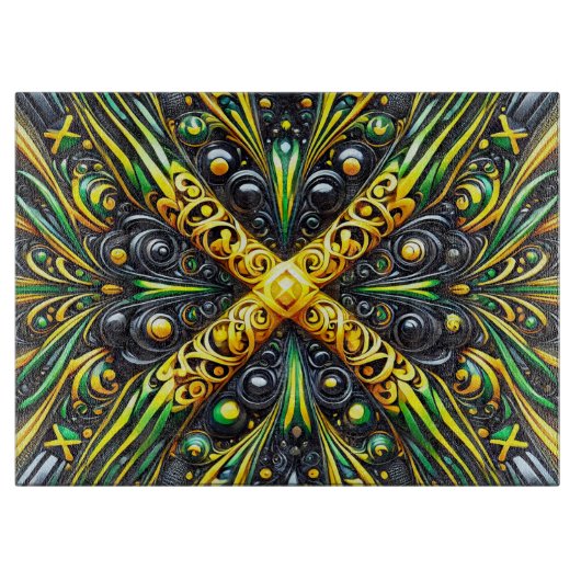 Glasschneider mit jamaikanischen Farben Schneidebrett (Vorderseite)