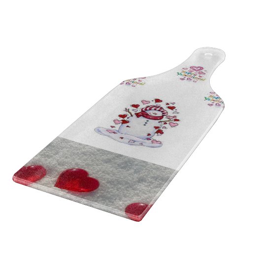 Glasschneider Valentinstag Schneemann Schneidebrett (Ecke)
