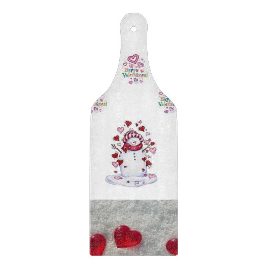 Glasschneider Valentinstag Schneemann Schneidebrett (Vorderseite)