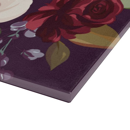 Glasschneidplatte Lila Rose Goldener Flo Schneidebrett (Ecke)