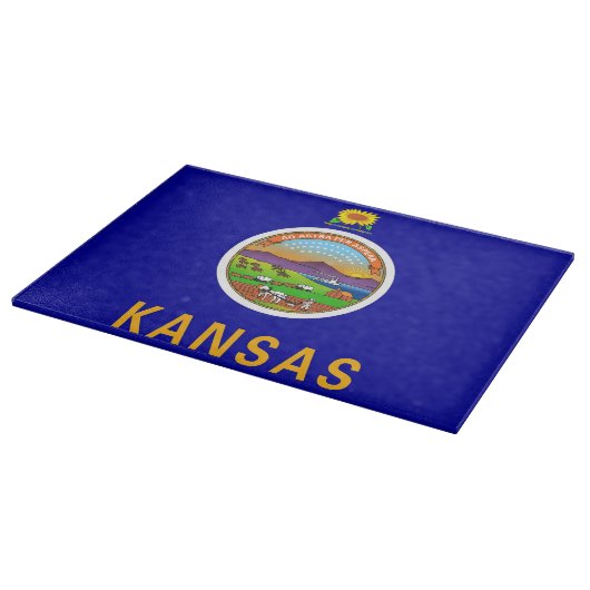 Glasschneidplatte mit Flag Kansas, USA Schneidebrett (Ecke)