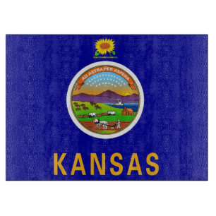 Glasschneidplatte mit Flag Kansas, USA Schneidebrett
