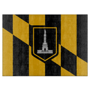 Glasschneidtafel mit der Flagge von Baltimore City Schneidebrett