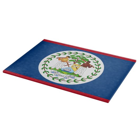 Glasschneidtafel mit Flagge von Belize Schneidebrett (Ecke)