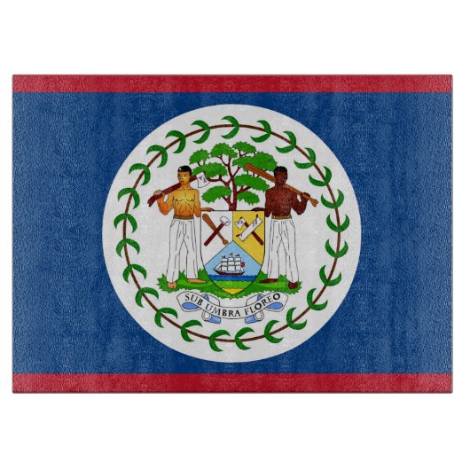Glasschneidtafel mit Flagge von Belize Schneidebrett (Vorderseite)