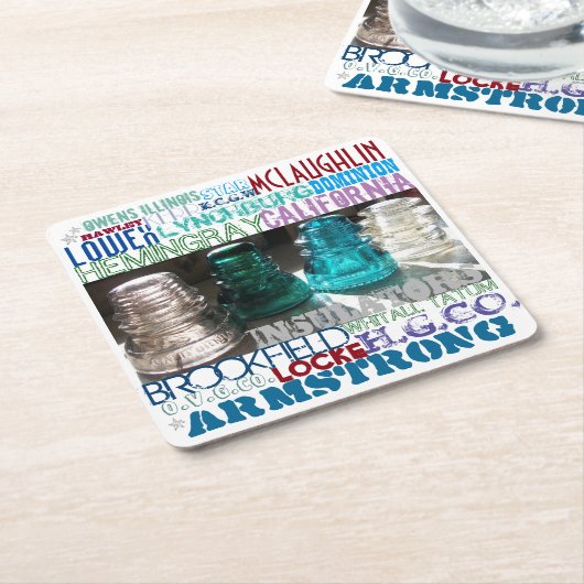 GLASSCHULATOREN GESCHICHTE DES RAILROAD-TelegrafES Rechteckiger Pappuntersetzer (angewinkelt)