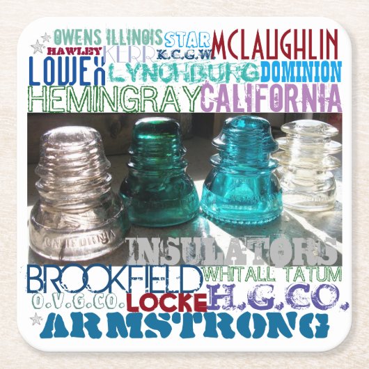 GLASSCHULATOREN GESCHICHTE DES RAILROAD-TelegrafES Rechteckiger Pappuntersetzer (Vorderseite)