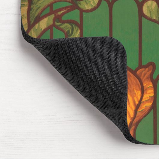 Glasseidene Blumenmuster im Jugendstil-Orangengrün Mousepad (Ecke)