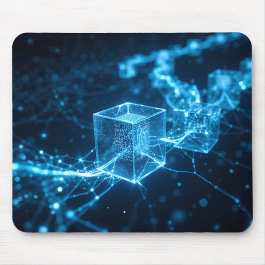 Glassender Blockchain-Pfad Mousepad (Vorne)