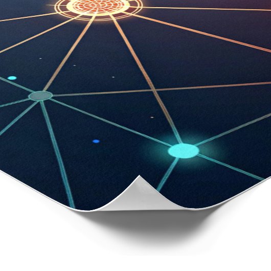 Glassendes Abstraktes Neuronales Netzwerk Poster (Ecke)