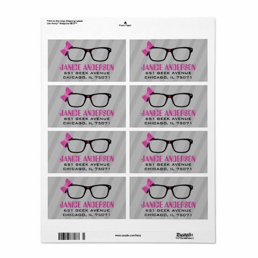 Glasses & Bows Computer Geek Address Labels (Vorne)