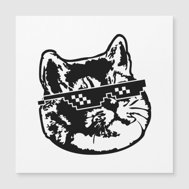 Glasses Cat Meme Magnetkarte (Vorderseite)