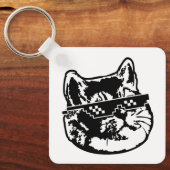 Glasses Cat Meme Schlüsselanhänger (Vorderseite)