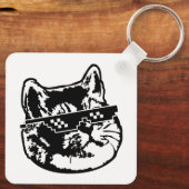 Glasses Cat Meme Schlüsselanhänger (Rückseite)