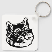 Glasses Cat Meme Schlüsselanhänger (Rückseite)