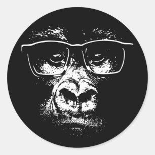 Glasses Gorilla Runder Aufkleber