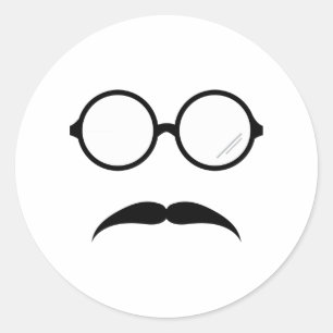 Glasses & Mustache Runder Aufkleber