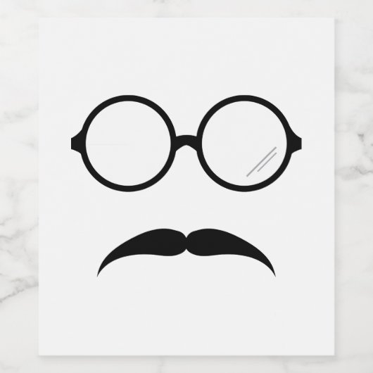 Glasses & Mustache Weinetikett (Einzelnes Label)