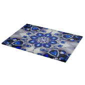 Glasspanplatte mit blauen weißen Farben Schneidebrett (Ecke)
