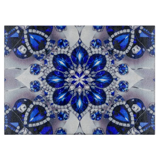 Glasspanplatte mit blauen weißen Farben Schneidebrett (Vorderseite)