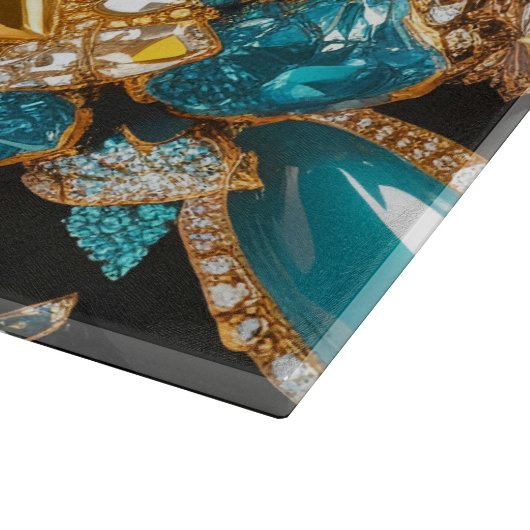 Glasspanplatte mit den Bahamas-Farben Schneidebrett (Ecke)