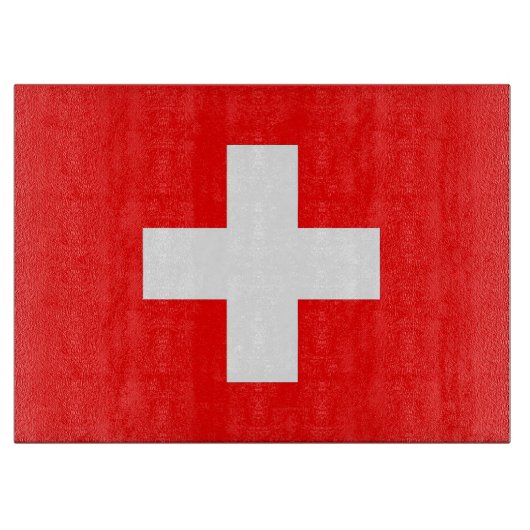 Glasspanplatte mit der Flagge der Schweiz Schneidebrett (Vorderseite)
