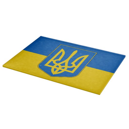 Glasspanplatte mit der Flagge der Ukraine Schneidebrett (Ecke)
