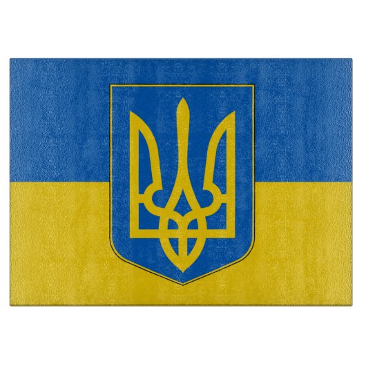 Glasspanplatte mit der Flagge der Ukraine Schneidebrett (Vorderseite)