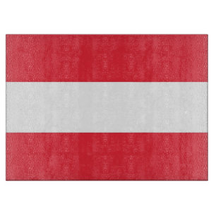 Glasspanplatte mit der Flagge Österreichs Schneidebrett