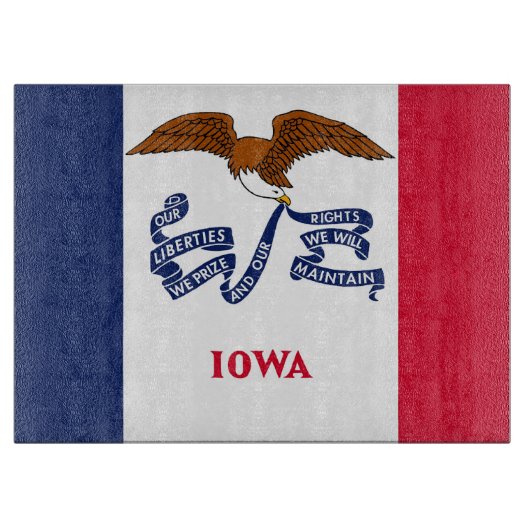 Glasspanplatte mit der Flagge von Iowa, USA Schneidebrett (Vorderseite)