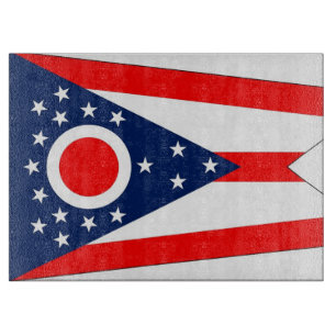 Glasspanplatte mit der Flagge von Ohio, USA Schneidebrett