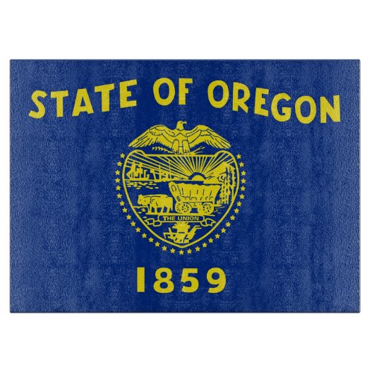 Glasspanplatte mit der Flagge von Oregon, USA Schneidebrett (Vorderseite)