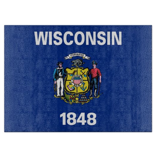 Glasspanplatte mit der Flagge von Wisconsin USA Schneidebrett (Vorderseite)