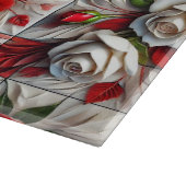 Glasspanplatte mit englischer Rose Design Schneidebrett (Ecke)