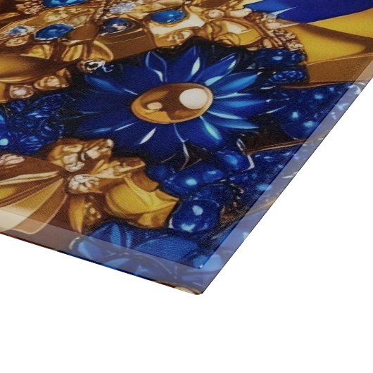 Glasspanplatte mit Schweden Farben Schneidebrett (Ecke)