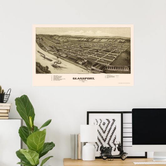 Glassport, PA Panoramic Map - 1902 Poster (Heimbüro)