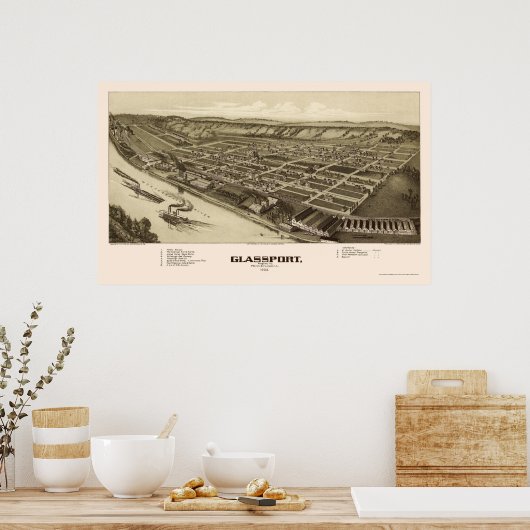 Glassport, PA Panoramic Map - 1902 Poster (Küche)