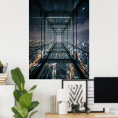Glassteg über Neonstadt Poster (Heimbüro)