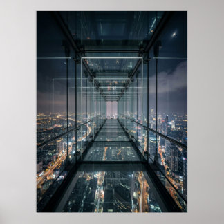 Glassteg über Neonstadt Poster
