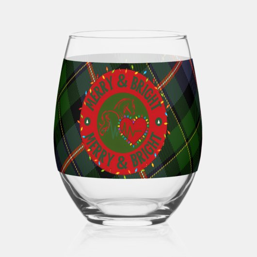 Glassware Multiple Options Plaid Merry & Bright Weinglas Ohne Stiel (Vorderseite)