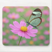 Glasswing Butterfly On a Cosmos Flower Mousepad (Vorne)