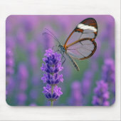 Glasswing Butterfly On a Lavender Blossom Mousepad (Vorne)